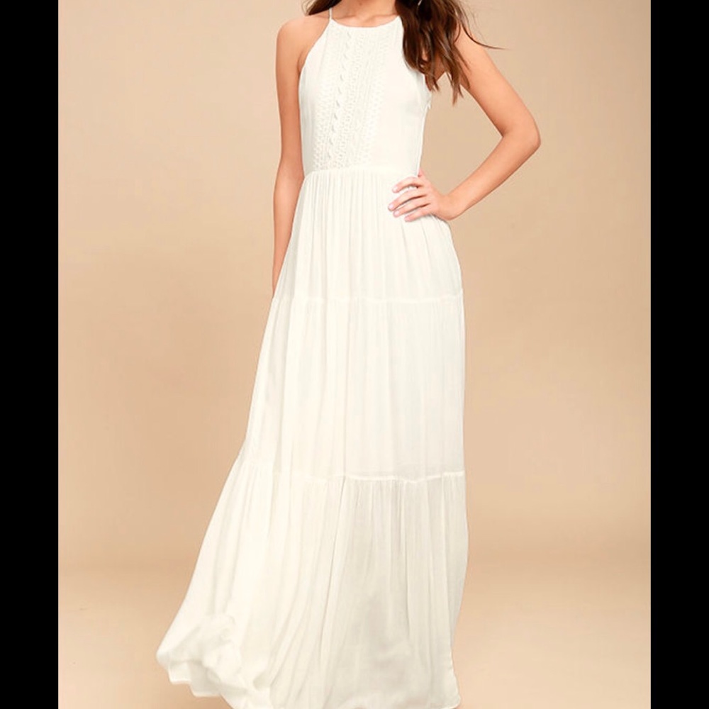 Lulu’s For Life white embroidered maxi dress